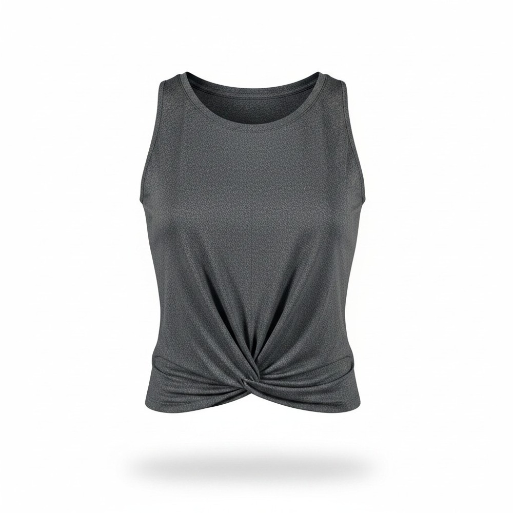 Enlighten‎ Women Gray Heathered Front Twist Activewear Tank Top Size M